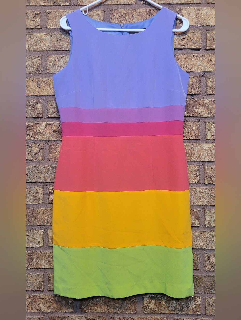 Positive Attitude Silk Rainbow Colorblock Sleeveless Dress Size 10 Petite